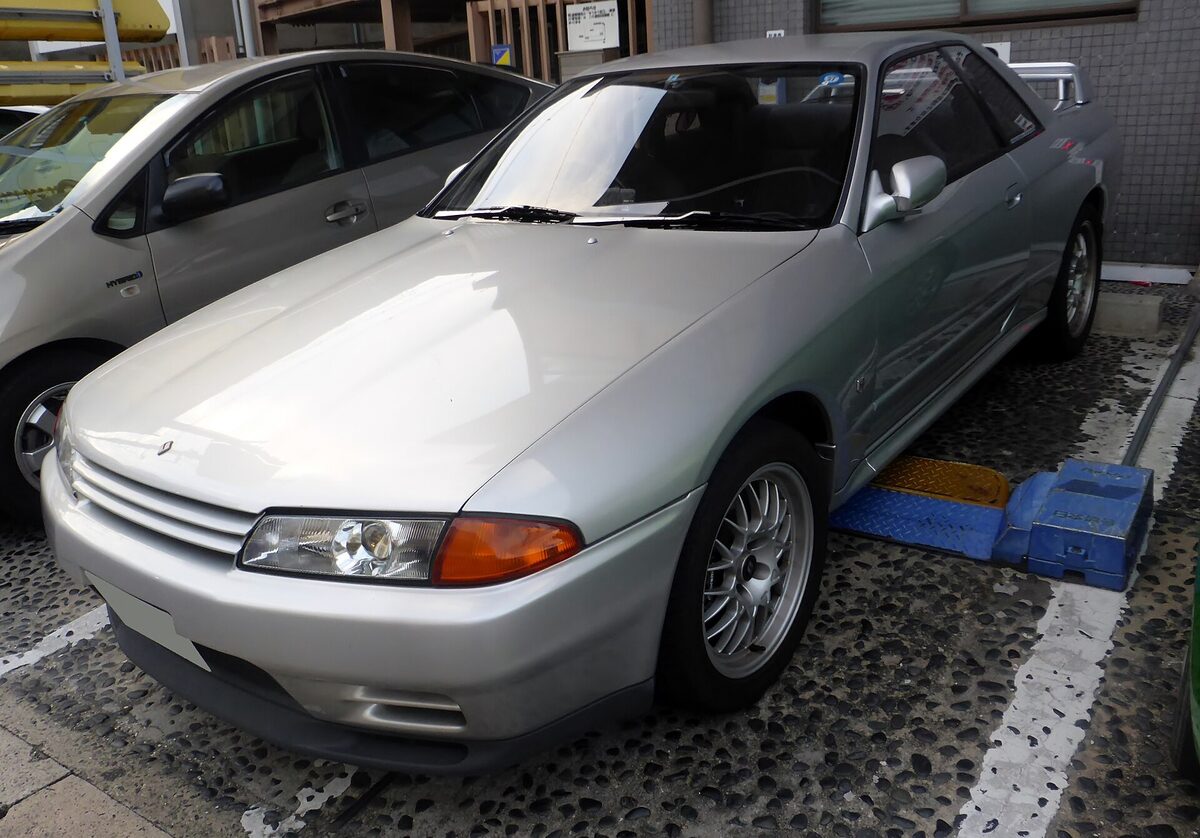 Silver Nissan Skyline R32 GT-R for sale at a dealer